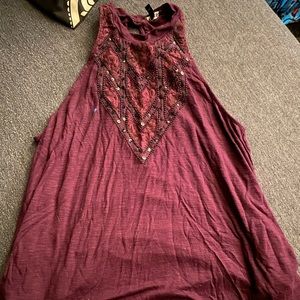 Purple embellished tank top